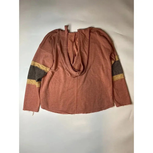 Easel Anthropologie Faded Coral Sweatshirt with Sleeve Trim Color lock Women’s S - Picture 9 of 9